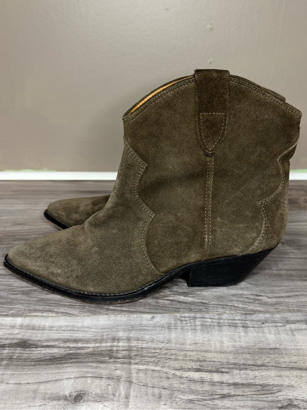 Isabel Marant Dewina Olive Brown Suede Western Boots